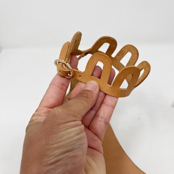 Ancient Greek Sandals Womens 37 Natural Brown Ankle Cut Out Leather Sandals 7 - Picture 9 of 10